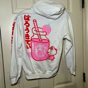 Hello Kitty strawberry milk White Hoodie with Pink Graphics